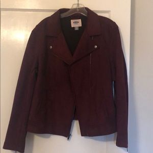 Old Navy burgundy suede bomber jacket